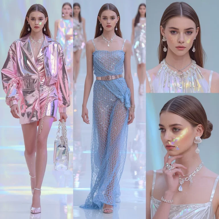 A Futuristic Holographic Runway of Avant-Garde Outfits | Futuristic Collage Featuring