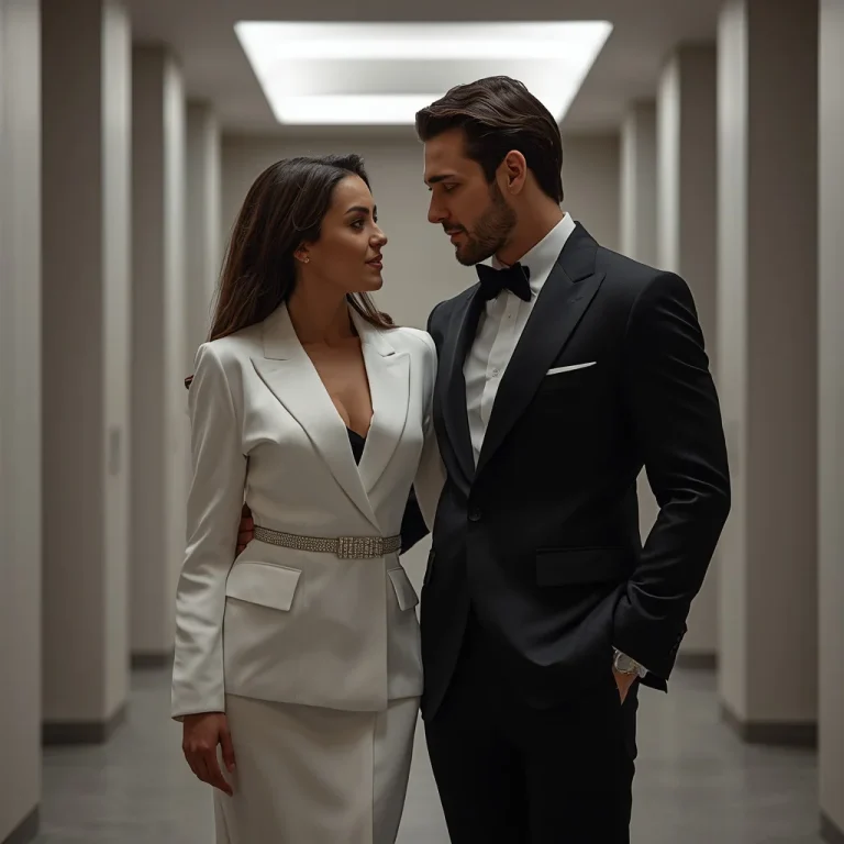 A Romantic Couple in Elegant Black and White Party Wear | Portrait Romantic Couple