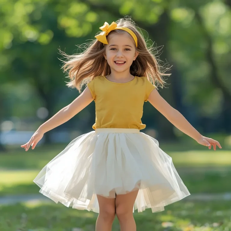 A Whimsical Young Girl in a Flowy Tulle Skirt and Top | Cute Young Girl