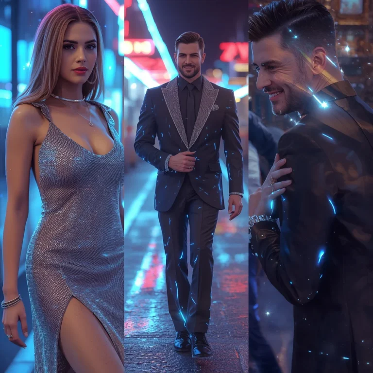 The Futuristic Neon Boulevard of Holographic Couples | Romantic couple AI prompts for chat GPT